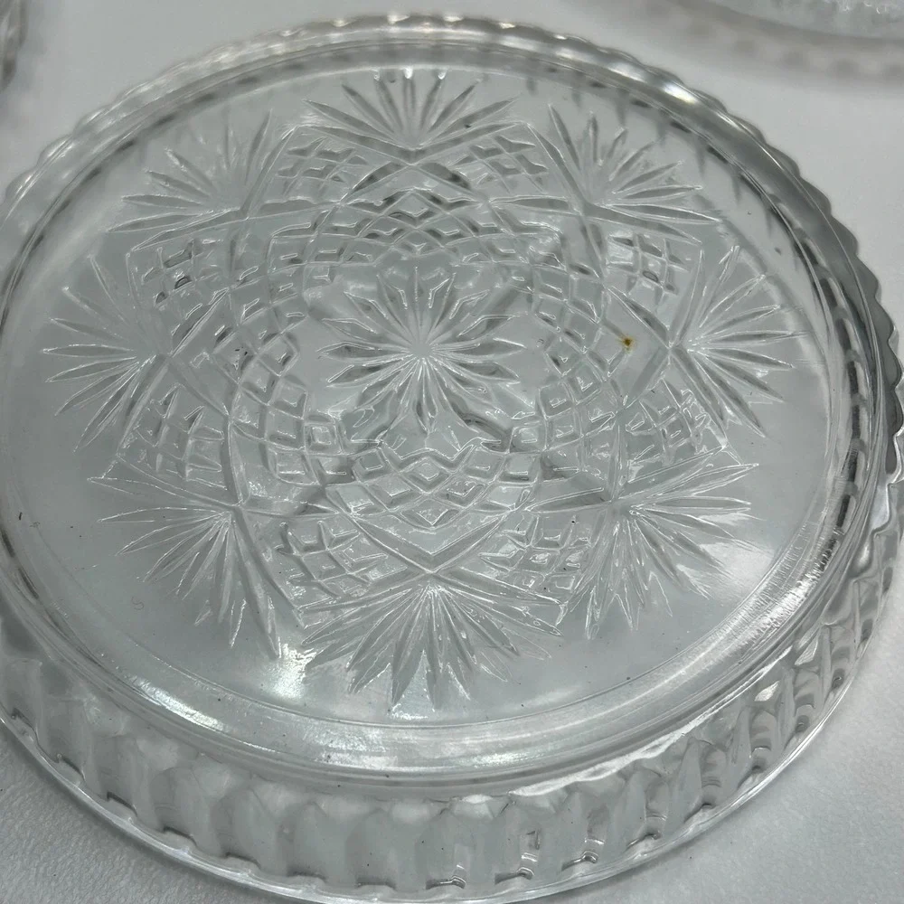 Crystal Clear Industries 24% Lead Crystal Coasters Set of 4 Starburst USA Made